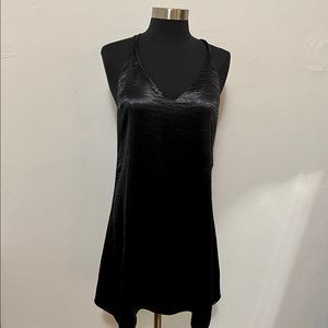 Strappy black satin dress